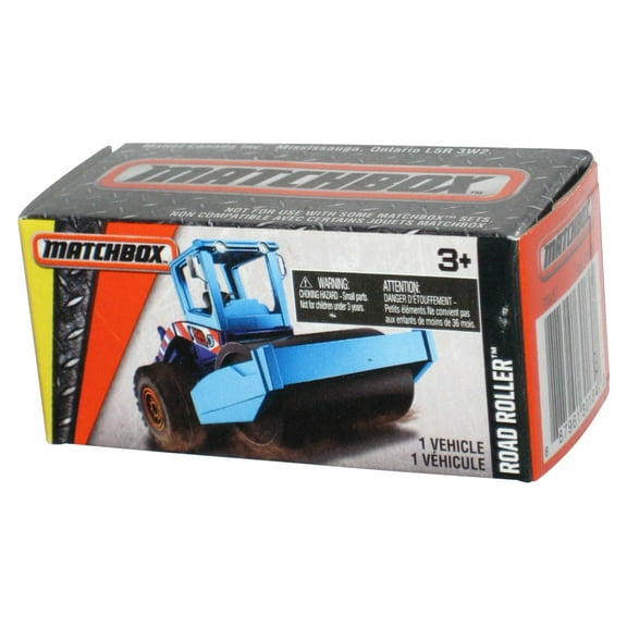 Matchbox Construction (2010) Blue & White Road Roller Power Grabs Box Toy 43/100