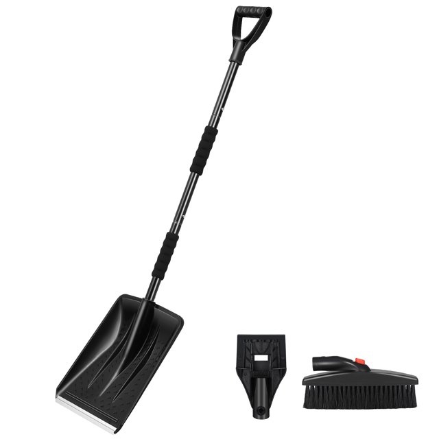 Pala quitanieves 3 en 1 Clispeed, quitanieves desmontable, cómoda, anticongelante, con cepillo para nieve y raspador de hielo para el hogar, jardín y patio.