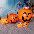 thumbnail image 2 of Happydeer Halloween Candy Bucket Trick or Treating Pumpkin Bucket Storage Basket Portable Halloween Candy Bowl Child Snack Holder for Party Favors (Type C), 2 of 13