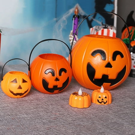

Tnobhg Halloween Candy Bucket Trick or Treating Pumpkin Bucket Storage Basket Portable Halloween Candy Bowl Child Snack Holder for Party Favors