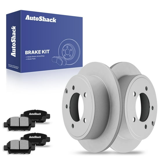 AutoShack 10.31" (261.8 mm) Rear Solid Brake Rotors Coated   Ceramic Brake Pads | Replacement for 2007-2017 Jeep Patriot 2007-2017 Jeep Compass 2008-2014 Dodge Avenger | 6-PC Brake Kit | ArmorStop