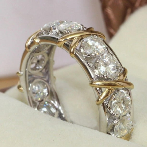 Women White Gold Filled Crystal Eternity Wedding Band Ring - Walmart.com