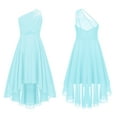 thumbnail image 5 of inhzoy Kids Girls Single Shoulder Bridesmaid Princess Dress High Low Evening Party Formal Gowns Light Blue 14, 5 of 5