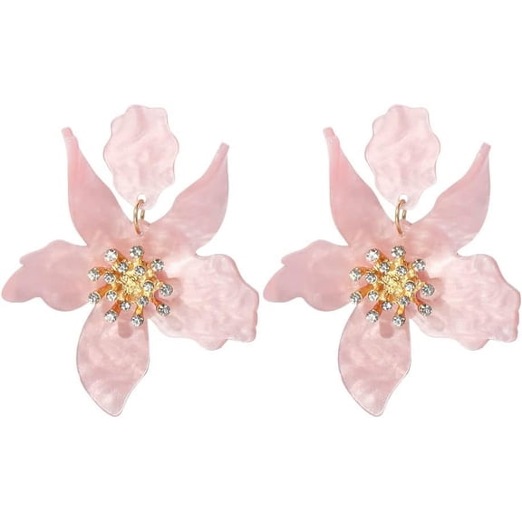 Boho Stud Earrings for Women - Chic Flower Statement Earrings with Gold Bud, Great for Sister, Mom, Lover and Friends