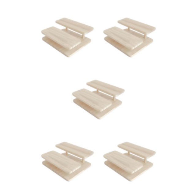 Thinsony Modern Wooden Rack Glasses Display Stand Holder Organizer 2 Layers 5Set