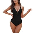 thumbnail image 2 of Antinious Women Solid Dressy Crossing Adjustable Backless Bikinis Outfit, 2 of 4