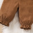 thumbnail image 3 of enyan Baby Girl Fall Clothes Newborn Long Sleeve Ribbed Plain Sweatshirt Overall Suspender Pants 2Pcs Winter Outfits Sweatsuit Brown，9-12 Months, 3 of 5