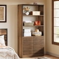 thumbnail image 5 of Tribesigns Bookshelf with Shutter Doors, 68" Tall Bookcase with Cabinet & Open Shelves, Rustic Brown, 5 of 7