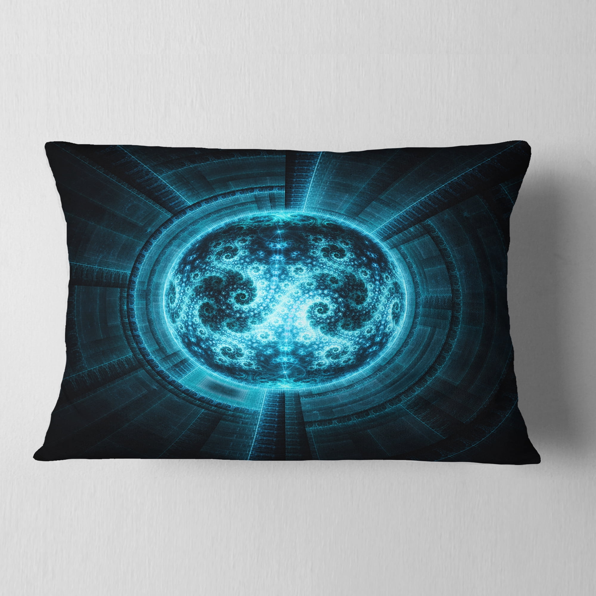 Designart 12" x 20" Blue Polyester Throw Pillow