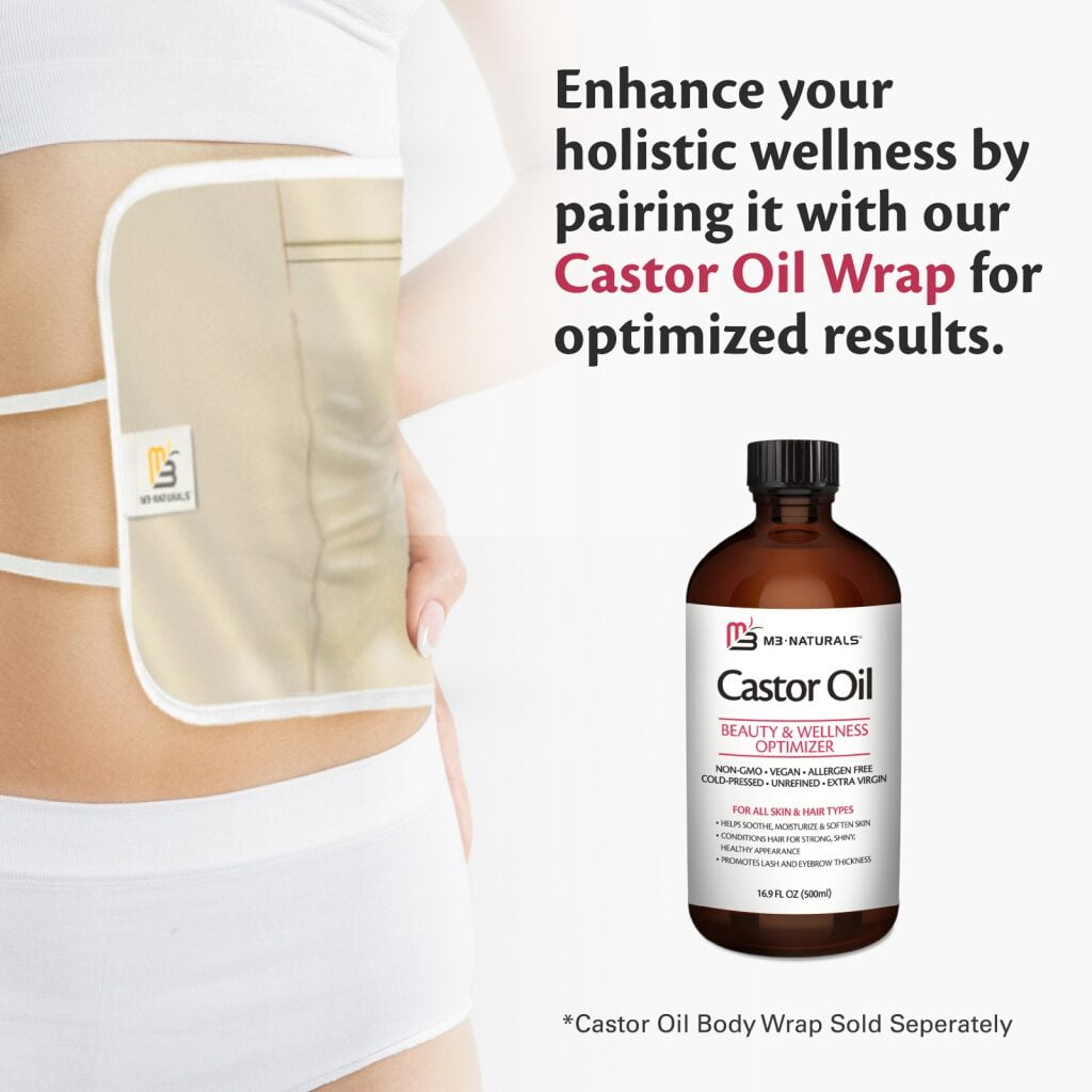 M3 100% Castor Oil Cold Pressed, Hexane-Free, Virgin, Non-GMO, Allergen-Free – Nourishes Skin, Lashes, and Hair, 16.9 oz.