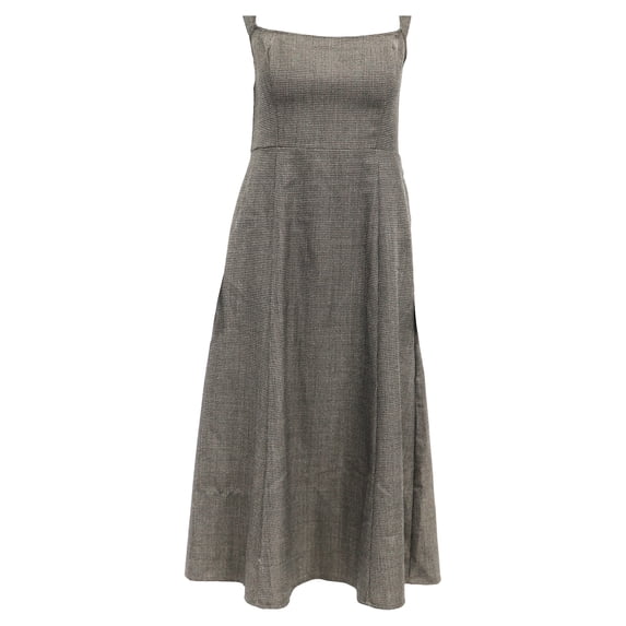 Reformation Houndstooth Print Midi Length Dress in Brown Polyester