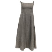 Reformation Houndstooth Print Midi Length Dress in Brown Polyester