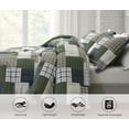 thumbnail image 6 of Chezmoi Collection Cedar 2-Piece Printed Patchwork Comforter Set, Green Navy Plaid Striped, Pre-Washed Microfiber Lightweight Reversible Bedding for All Seasons, Twin Size, 6 of 9