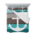thumbnail image 7 of Coastal Anchor Twin Size Down Alternative Comforter, Lightweight Comforter Quilt Bedding Set with Pillow Shams Turquoise Brown Country Wooden Grain All Seasons Bed Comforter Duvet Insert 68"x86", 7 of 7