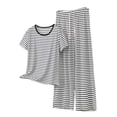 thumbnail image 3 of TaTaai Womens Casual Lounge Set Striped Short Sleeve Round Neck Top Elastic Waist Long Pants Comfy Modal 2 Piece Summer Home Daily Wear Gift, 3 of 5