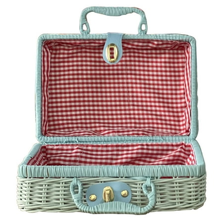 

TINYSOME Vintage Tote Storage for Case with Lid Handwoven Rattan Baskset Organizer for Outdoor Traveling Camping Sundry Holder