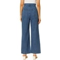 thumbnail image 3 of Allegra K Women's Casual Button Cotton Trim High Waist Wide Leg Long Jeans, 3 of 6