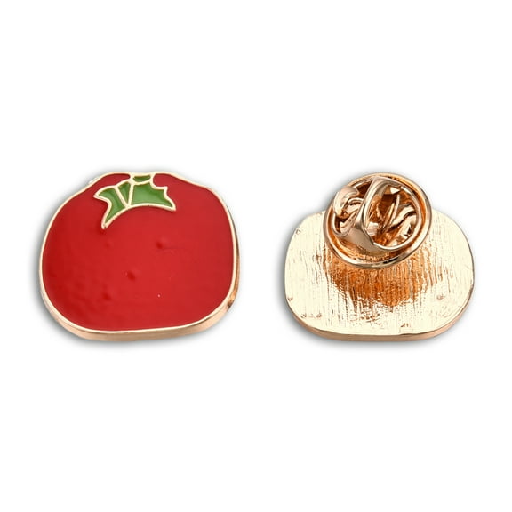 6 pc Tomato Enamel Pin Light golden Plated Alloy Vegetables Badge for Backpack Clothes Nickel Free Lead Free Red 18.5x20mm