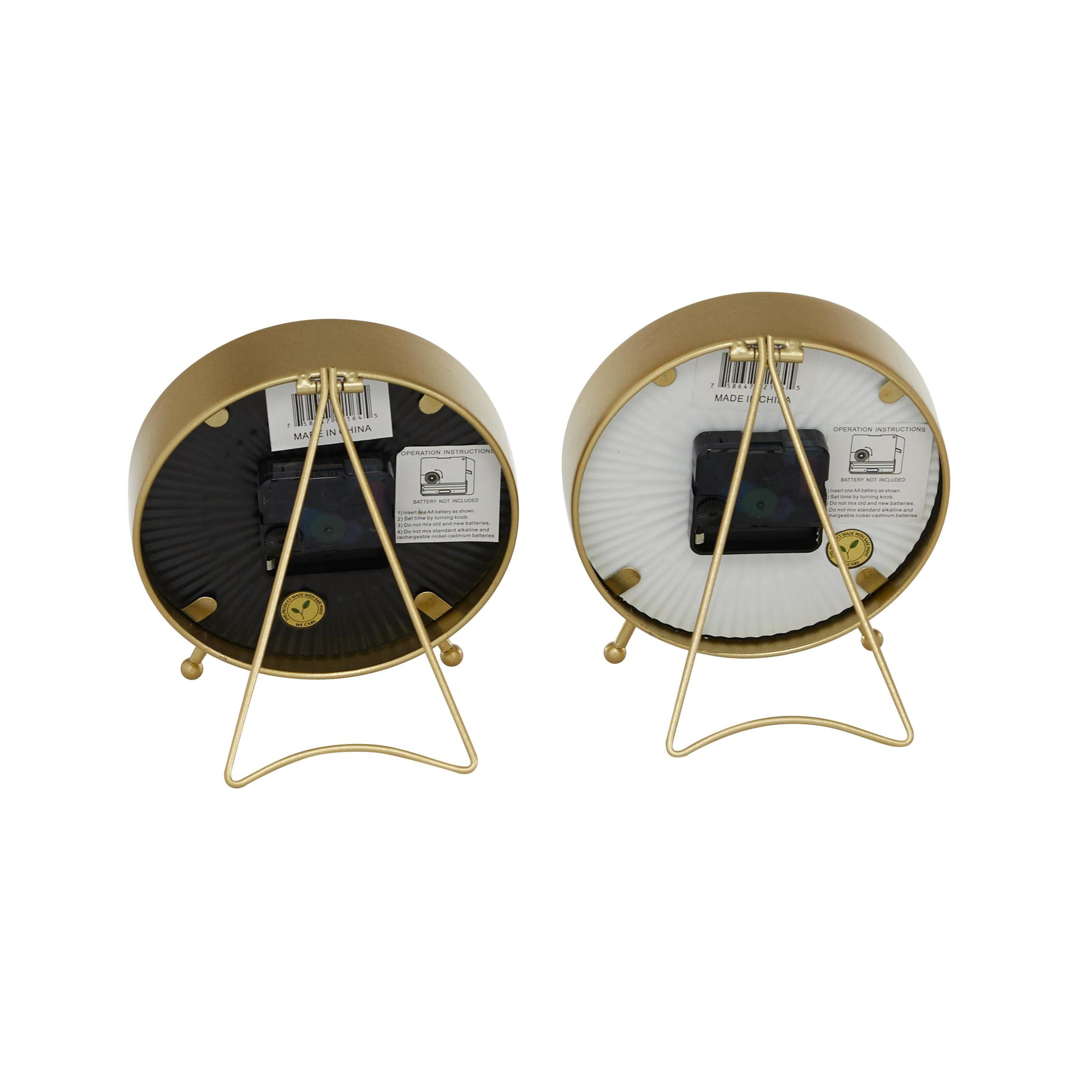DecMode 7" Gold Metal Clock, Set of 2
