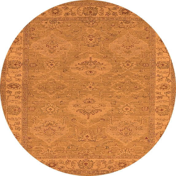 Ahgly Company Indoor Round Oriental Orange Traditional Area Rugs, 3' Round
