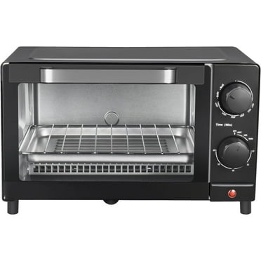 4 Slice Toaster Oven with 3 Setting, Baking Rack and Pan, Black, New