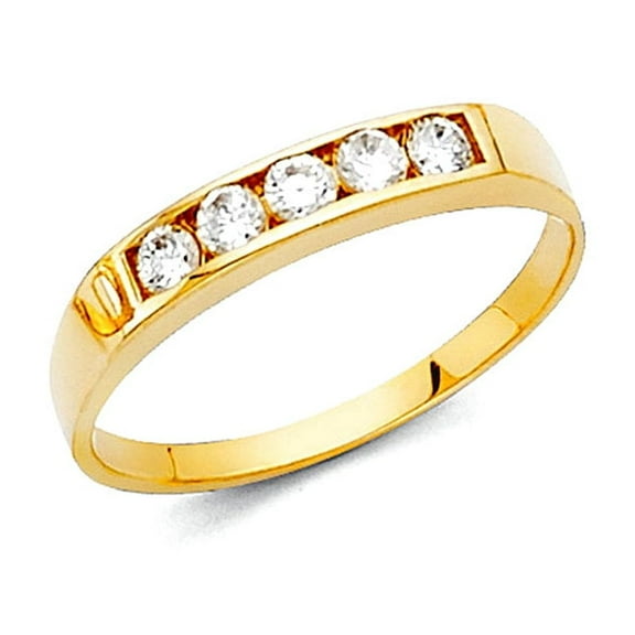 14k Yellow Gold Cubic Zirconia Ring Size 3-Ring - 1.2 Grams