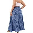 thumbnail image 6 of Cueply Women's Plus Size Casual High Waist Tie Front Long Skirts with Pockets Flowy Summer Pleated Tiered Elastic Skirt, 6 of 9