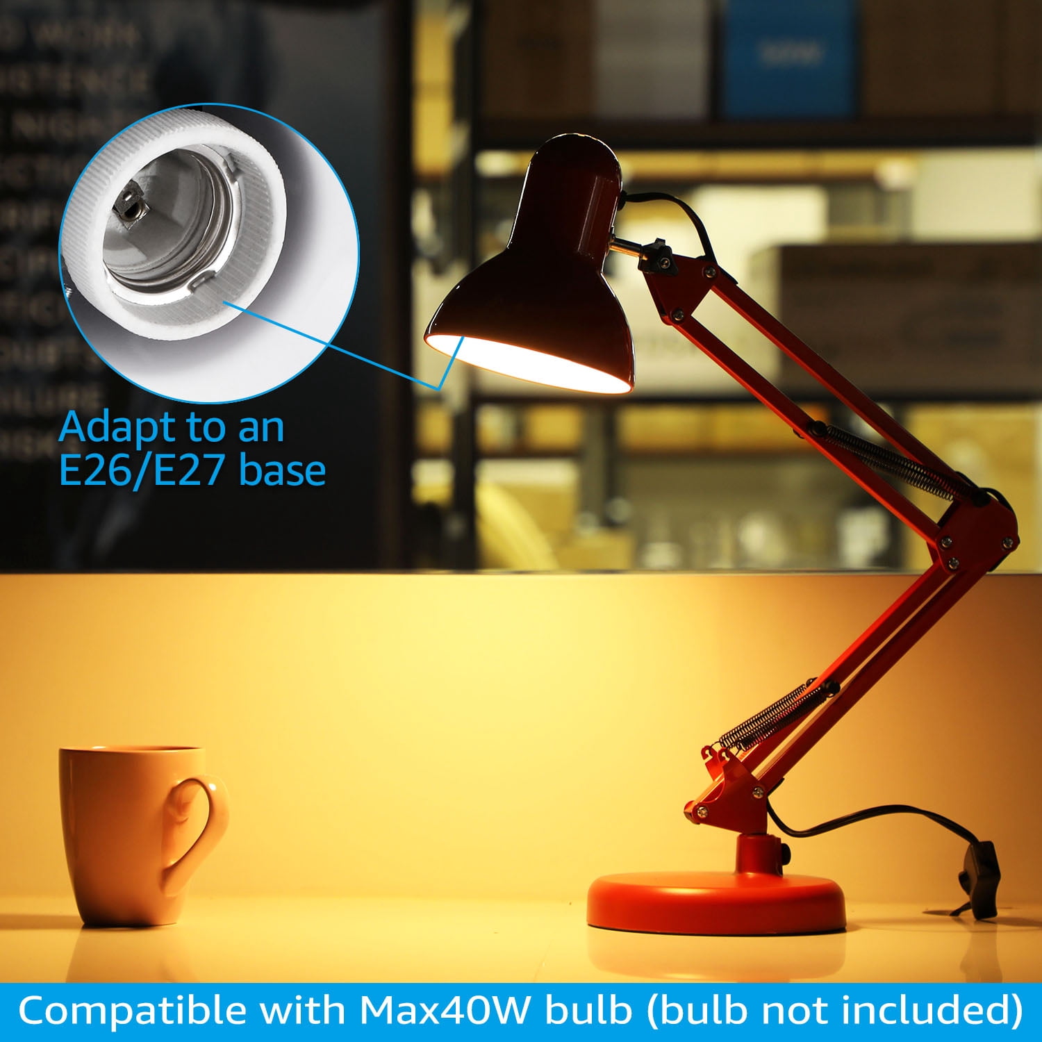 LED Metal Swing Arm Desk Lamp, Architect Table Lamp, Pixar Multi-Joint Adjustable Desk Lamp, Task Light for Office Bedroom Dorm Workbench Reading Study Work, Red