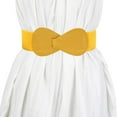 thumbnail image 2 of CBGELRT Elastic Belts for Women Fashion Bowknot Wide Stretch Waist Belts for Jeans Pants Dress Coat Vintage Black Waistband, Yellow, 2 of 3