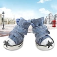 thumbnail image 5 of Waterproof 4pcs/set Wear-resisting Autumn Winter Outdoor Anti-slip Casual Style Pet Denim Shoes Pet Booties Puppy Sneaker Dog Shoes GREEN 6, 5 of 8