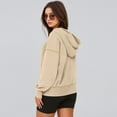 thumbnail image 5 of Lightweight Hooded Pullover Sweatshirt with Half Zip and Pockets, Soft Fleece Fabric Women’s Casual Pullover for Winter, Comfortable Chic Style Beige, 5 of 5
