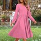 thumbnail image 1 of TaTaai Long Sleeve Round Neck Pocket Dress, Women's Fashion Casual Printed Dress, Breathable Soft Design, Ideal for Fall Winter Daily Club Home Wear Gift, 1 of 5