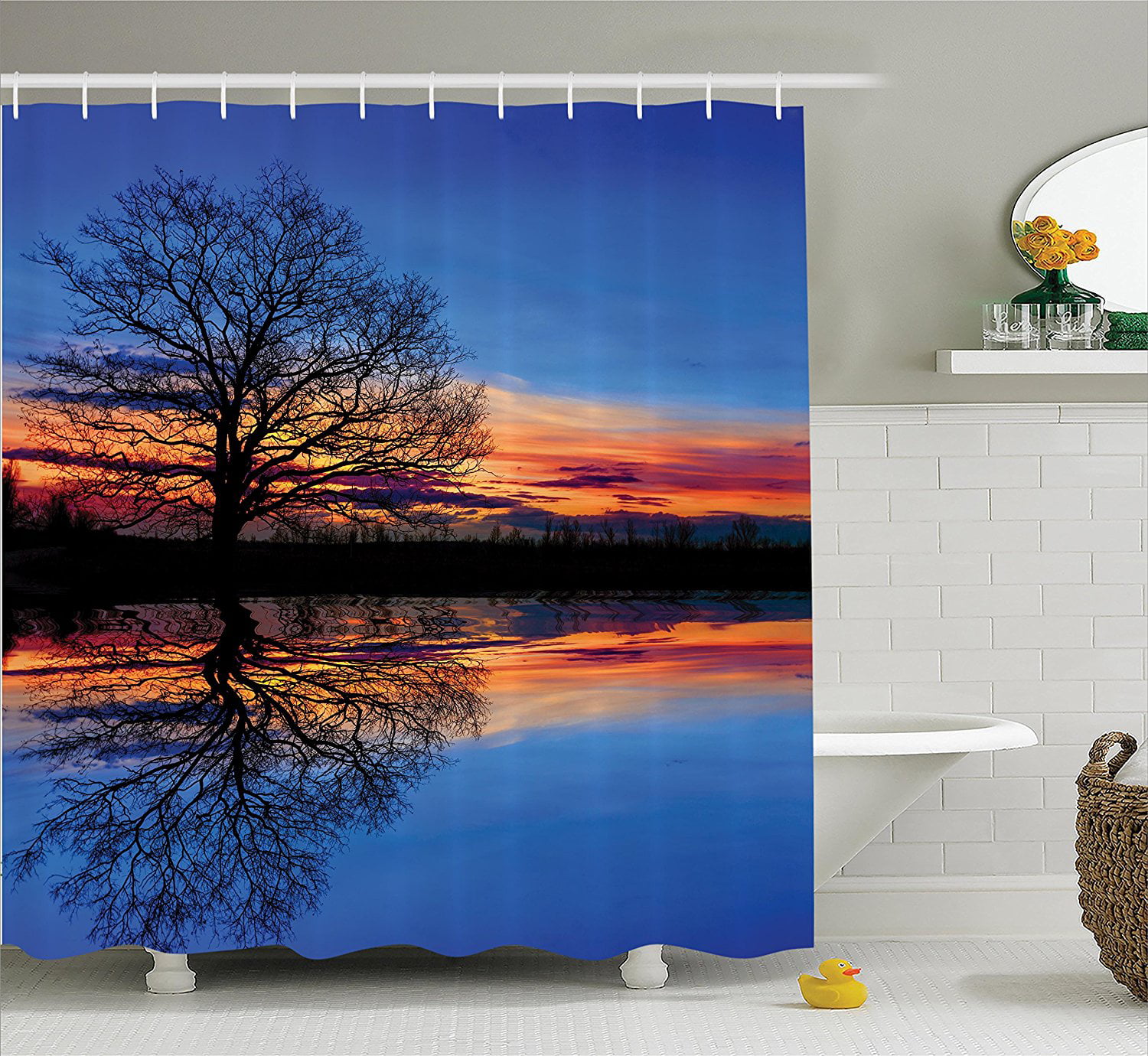 Details about   Ocean Shower Curtain Sunrise Water Reflection Print for Bathroom 