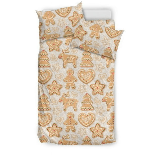 Juego de cama navideño con estampado de galletas de jengibre