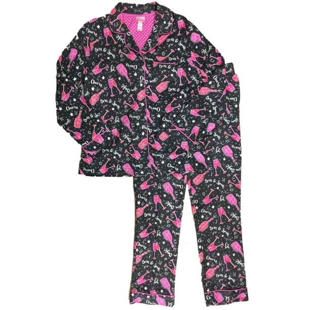 Womens New Years Sparkle Champagne Glass Pajamas Star