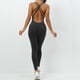 thumbnail image 5 of Mono deportivo sin espalda con cruce en la espalda para mujer Mono de yoga Ropa deportiva Cintura elástica, 5 of 8