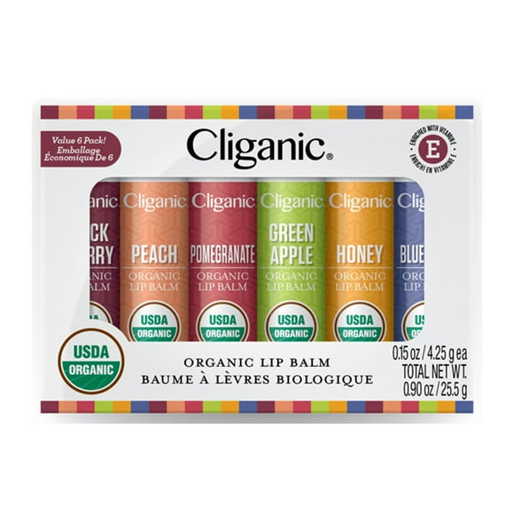 Set de Barra de Bálsamo Labial Orgánico Cliganic Tropical 6 Piezas