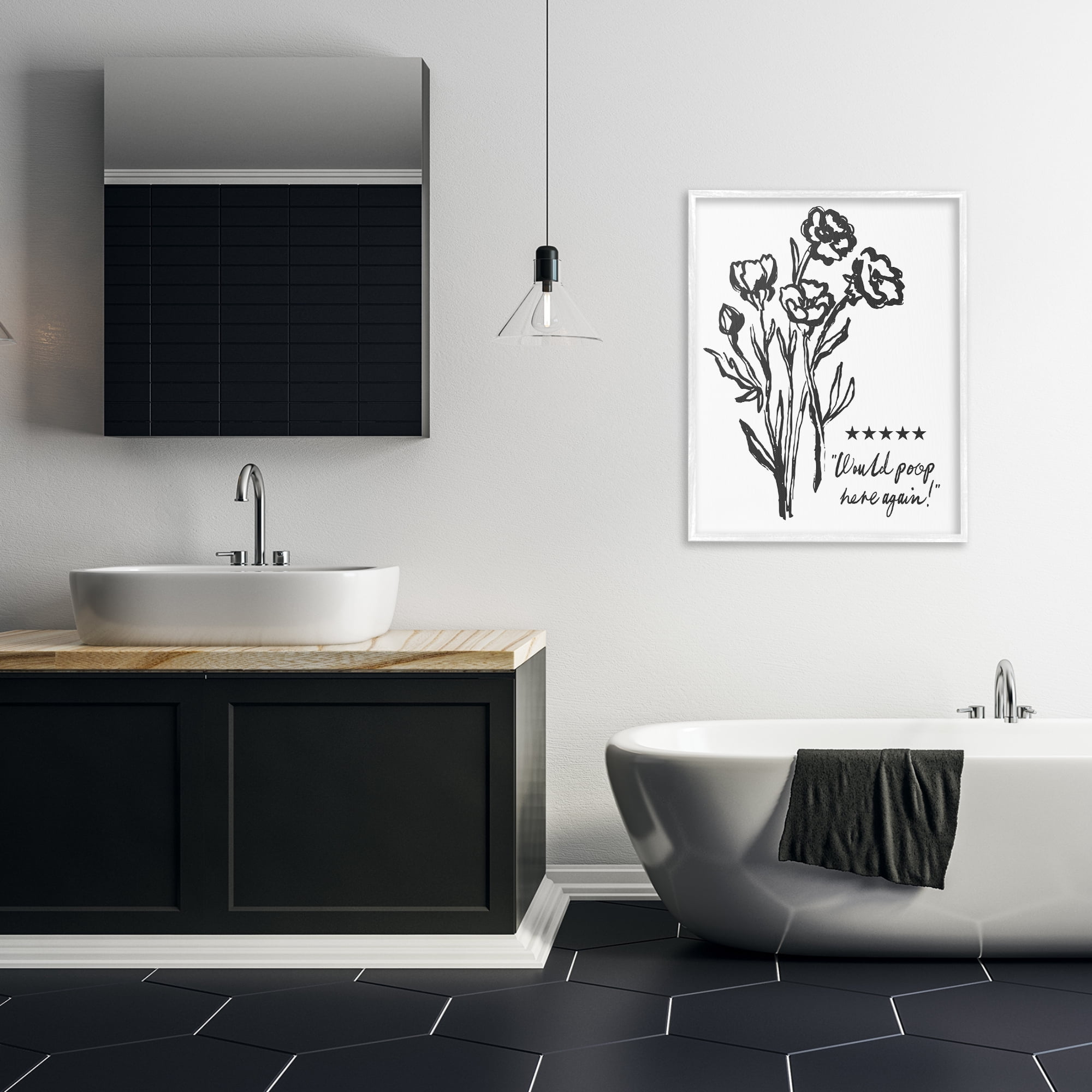 Stupell Industries Would Poop Here Again White Framed Giclee Art, design by Lettered and Lined