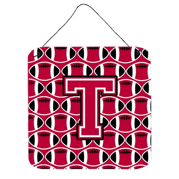 Letter T Football Crimson and White Wall or Door Hanging Prints