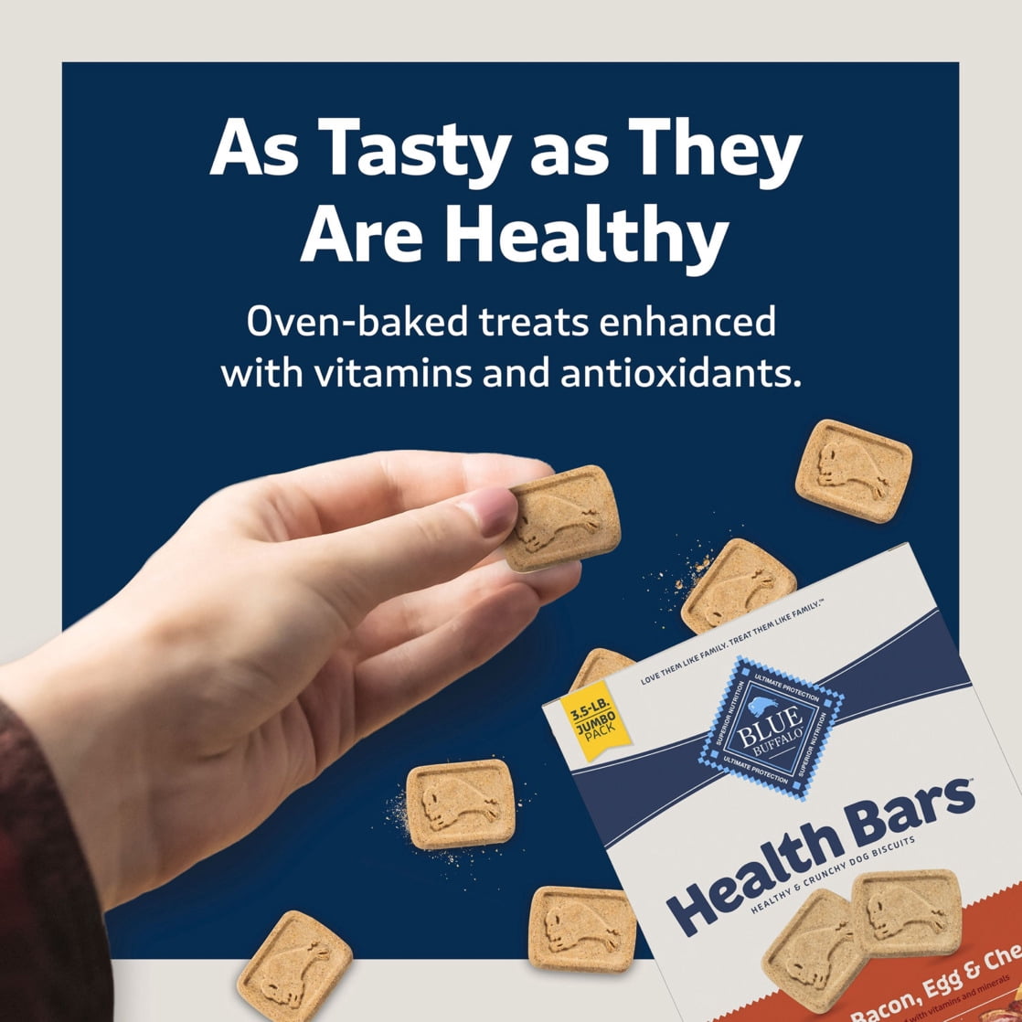 (2 pack) Blue Buffalo Health Bars Crunchy Dog Biscuits, Bacon, Egg & Cheese, 3-lb. Box