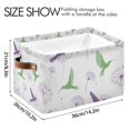 thumbnail image 4 of Yayeee 2 Pack Canvas Storage Basket with Handles for Shelves Fabric Bins Closet Organizer, Purple Birds, 4 of 8