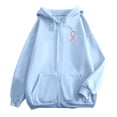 thumbnail image 6 of Yuanlong Womens Hoodies Zip Up Long Sleeve Ribbon Print Drawstring Hoodie Breast Cancer Awareness Jackets With Pockets, 6 of 6