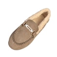thumbnail image 2 of Women’s Fuzzy Lined Loafers, Winter Warm Faux Suede Moccasin Flat Shoes, Metal Buckle Slip‑On Casual Walking Shoes, 2 of 9