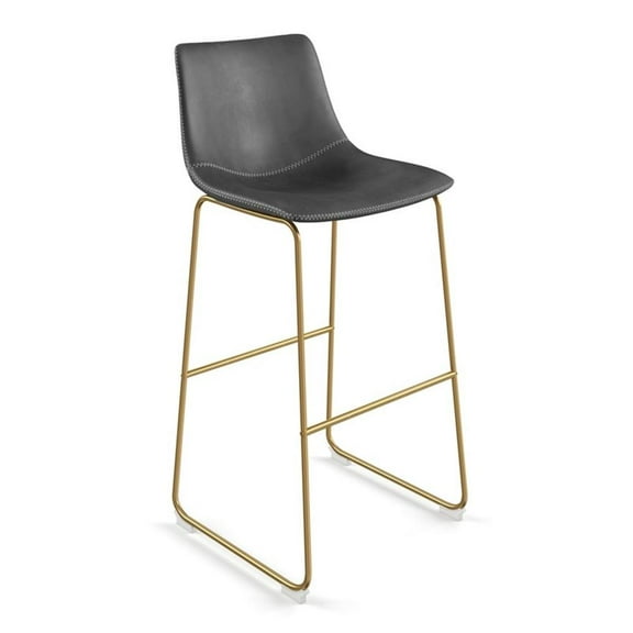 Pemberly Row Modern Bar Height Stools (Set of 2) in Gray and Gold