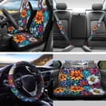 thumbnail image 2 of Yuyamidu Boho Flowers Car Seat Covers Full Set with Steering Wheel Accessories Car Seat Belt Cover Auto Rear View Mirror Cover Trash Bin Car Coasters Keychain Chapstick Holder, 2 of 7