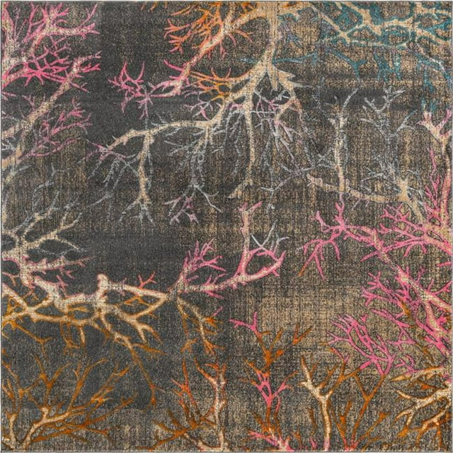 Unique Loom 3133667 8 x 8 ft. Sala Aurora Square Rug, Gray