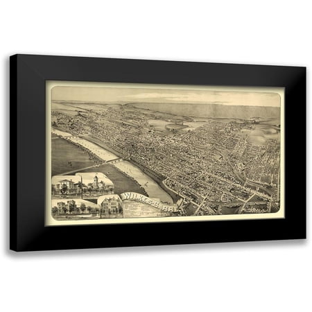 Moyer 14x10 Black Modern Framed Museum Art Print Titled - Wilkes Barre Pennsylvania - Moyer 1889
