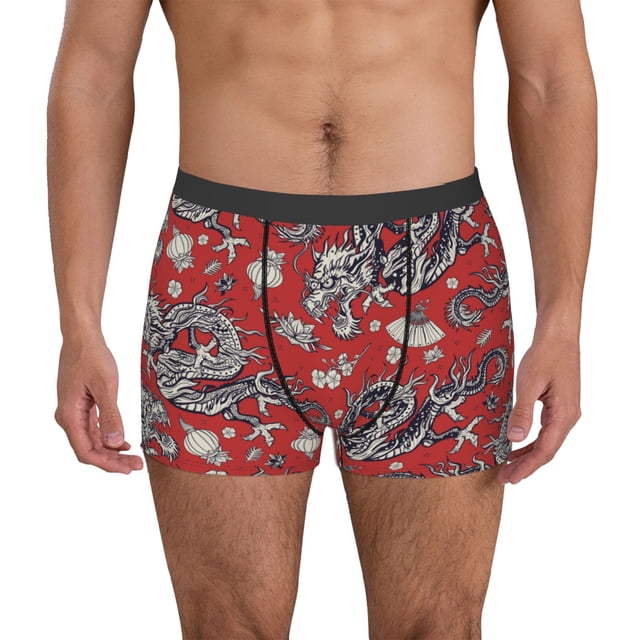 Balery Dragons2 Calzoncillos bóxer para hombre, ropa interior de algodón suave y transpirable con cinturilla de nailon-XX-Large