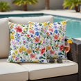 thumbnail image 5 of Spring Floral Pillow Covers 2 Pack Gradient Blue Pink Yellow Flower Romantic Farmhouse Pillowcase Waterproof Outdoor Throw Pillow Cover for Patio Garden Square Cushion 20”x20”, 5 of 9