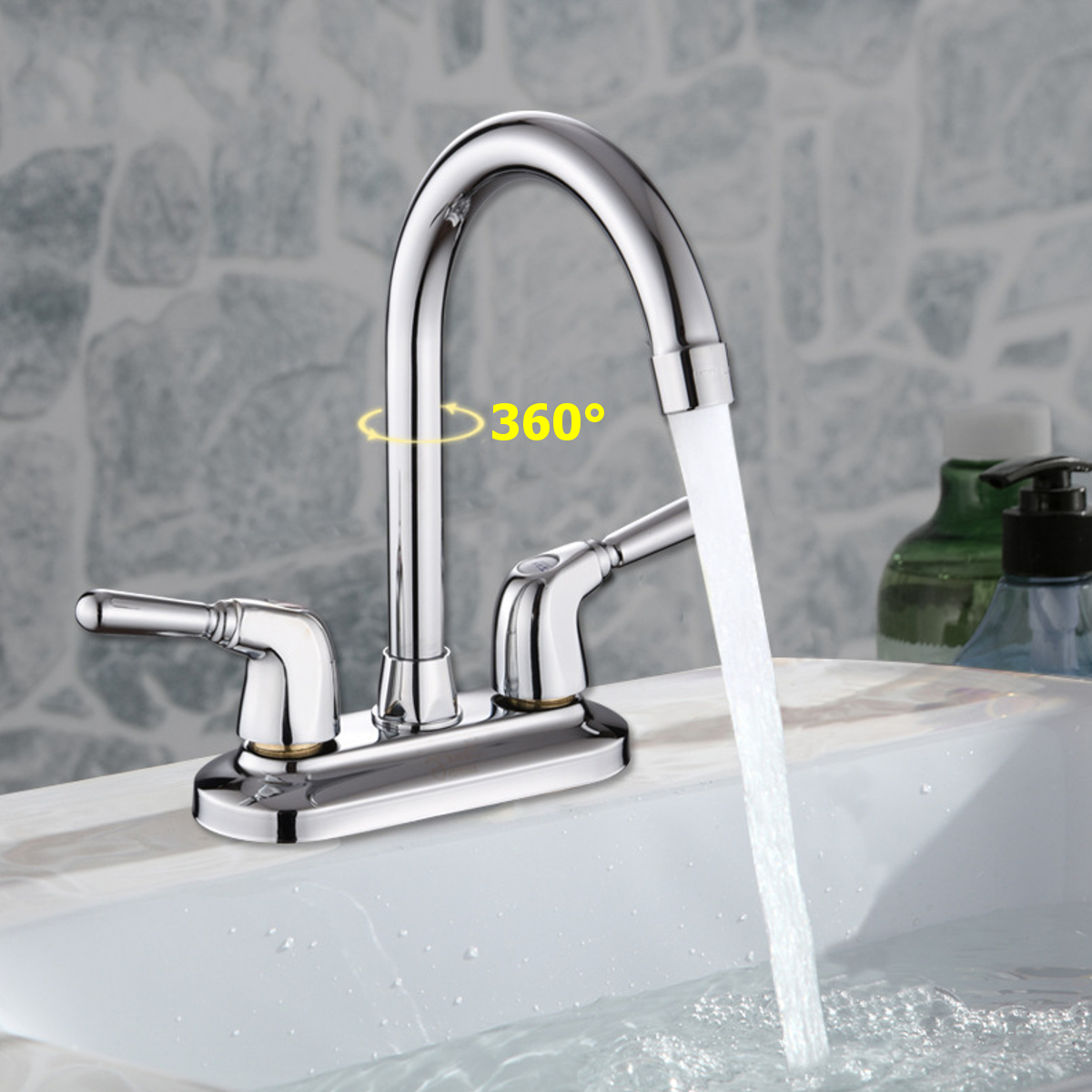 Novashion 360° Rotates Mixer Tap for Kitchen Faucet Double Holes and Handles Sink Faucet Basin Sink Mixer Water Tap - image 1 of 6